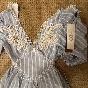 PatBO Blue and White Striped Mini Dress